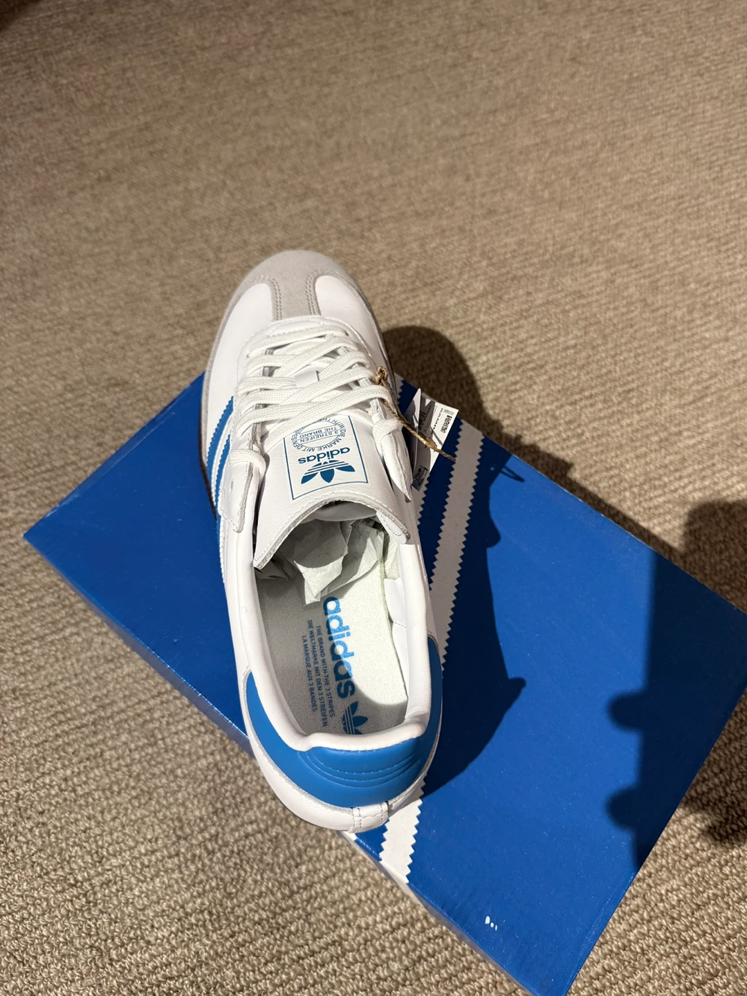 Adidas Samba OG Shoes - White/Blue - Size 9.5 - photo 3