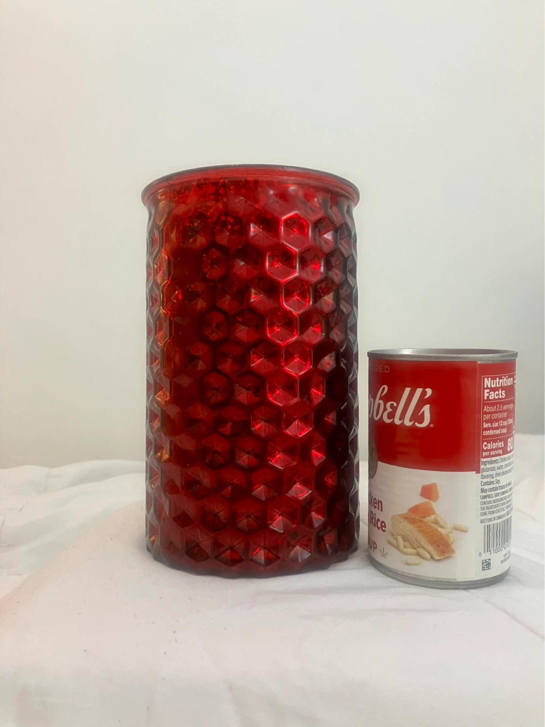 7” Red Embossed Glass Cylinder Vase/Candle Holder - photo 4