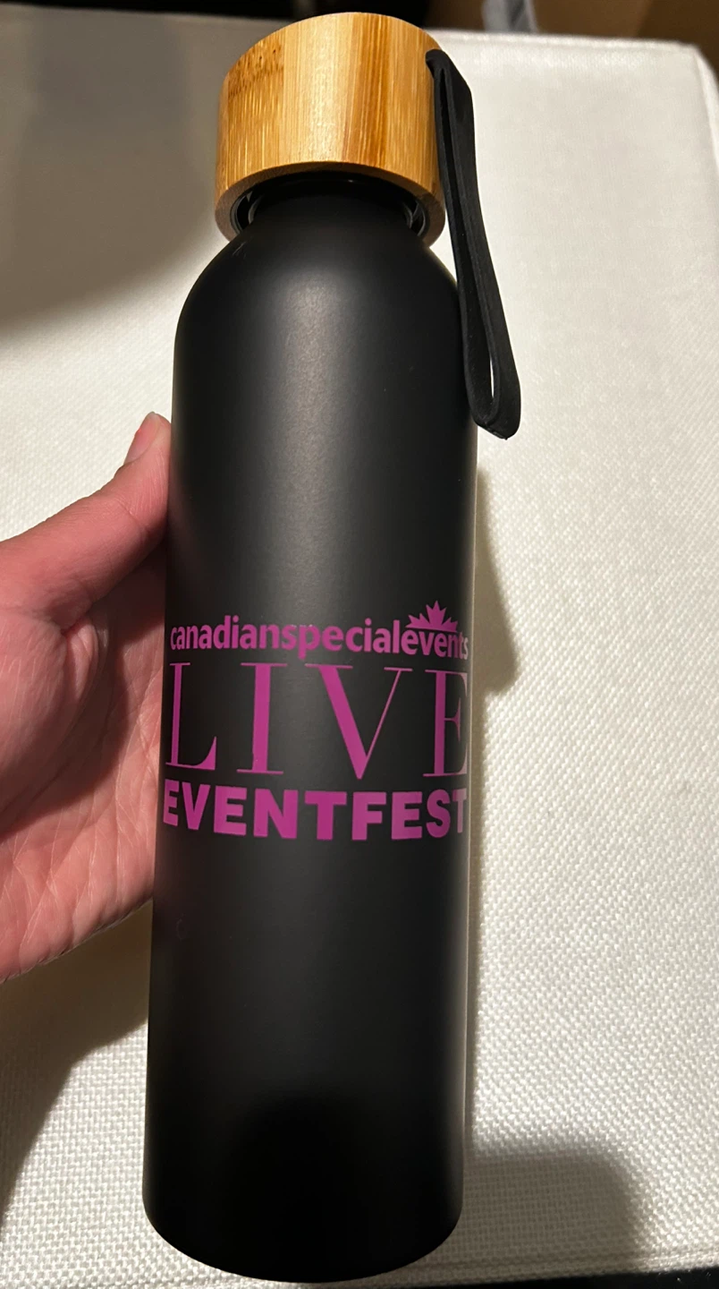 Black Reusable Water Bottle with Bamboo Lid