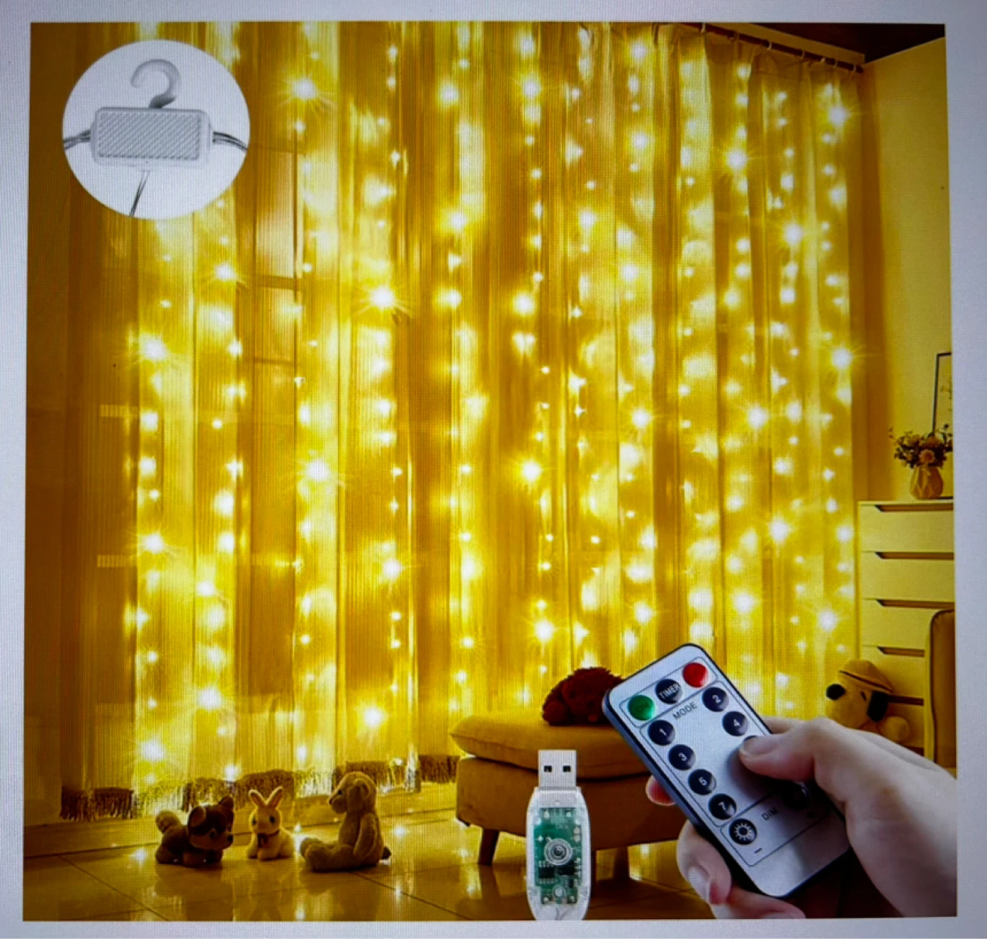 300 LED Curtain String Lights - 3M x 2.7M