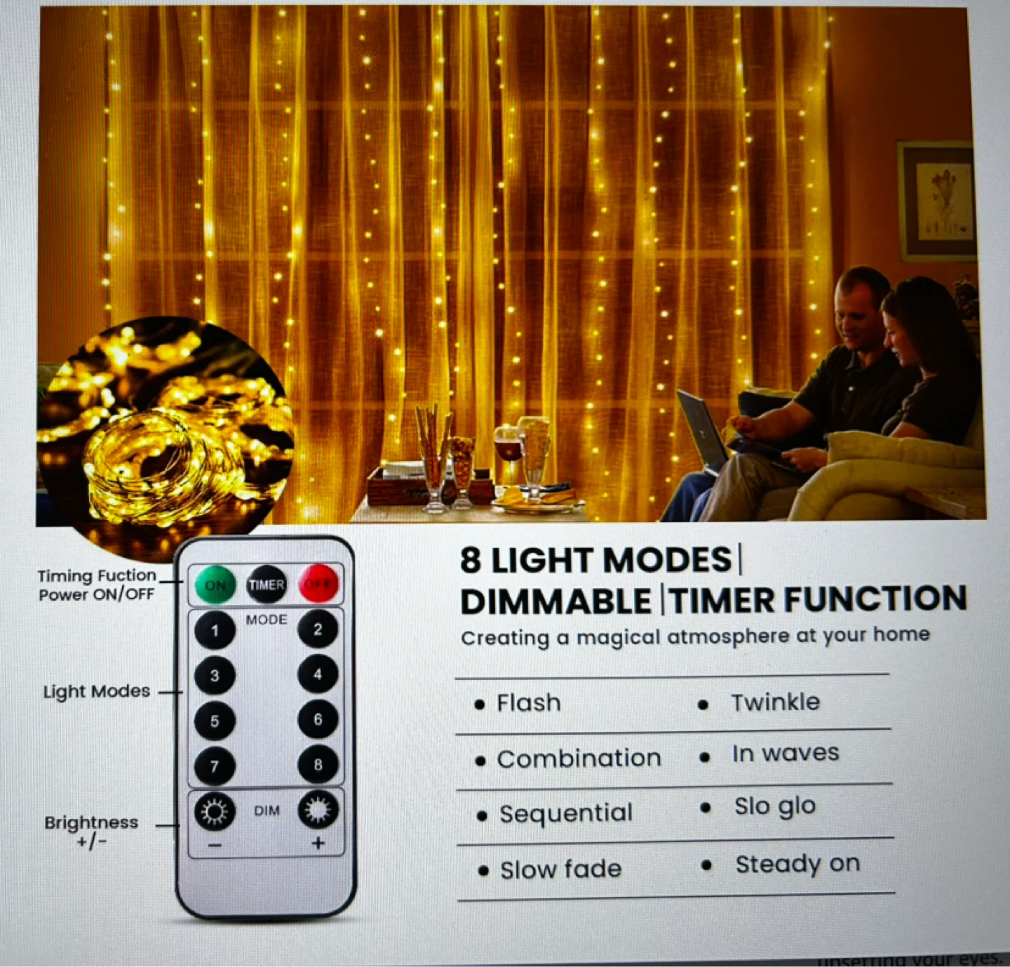 300 LED Curtain String Lights - 3M x 2.7M - photo 5