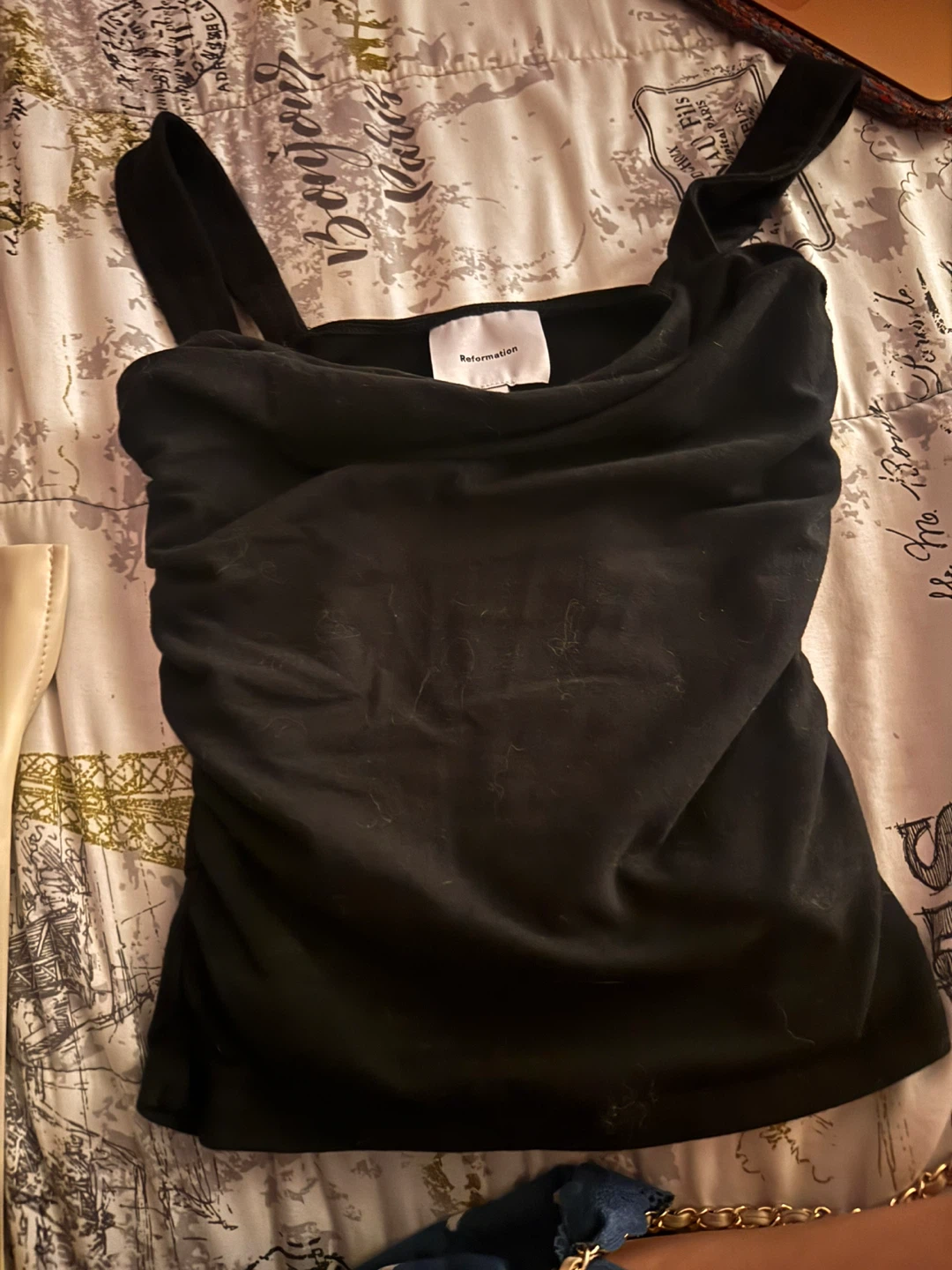 Reformation Black Ruched Tank Top XS