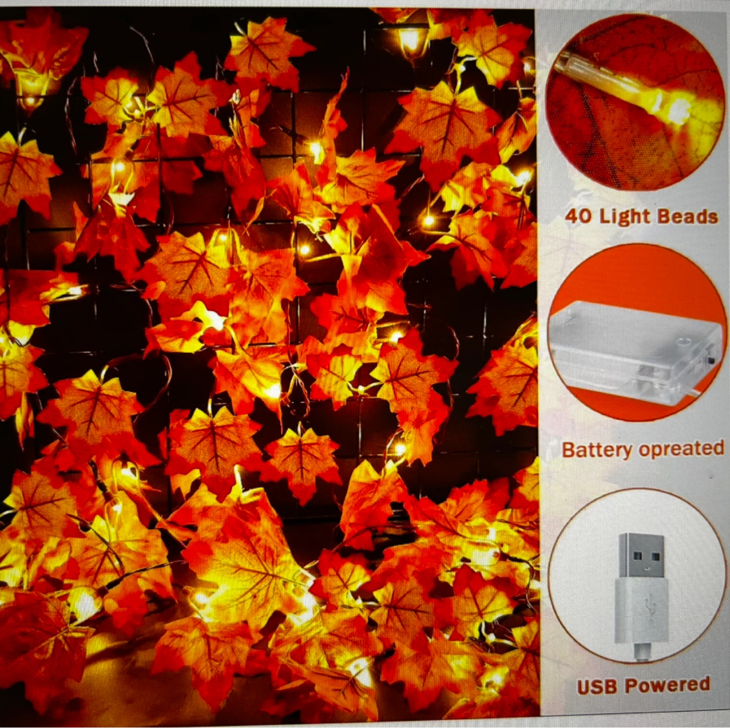 Maple Leaf String Lights - 6M/20FT 40LED - photo 3