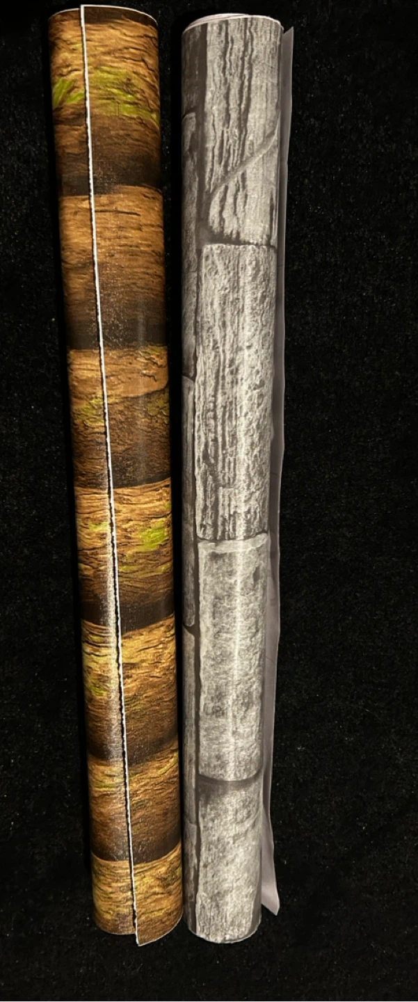 Two Rolls of Wood and Stone Pattern Wallpaper