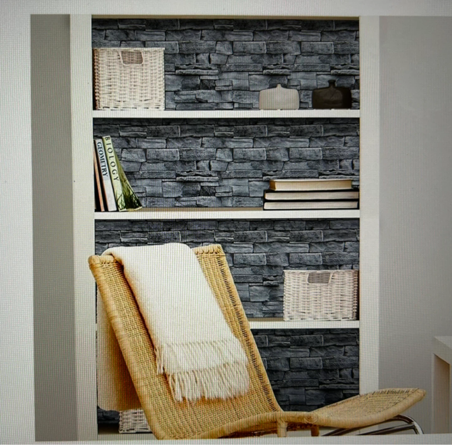 Two Rolls of Wood and Stone Pattern Wallpaper - photo 4