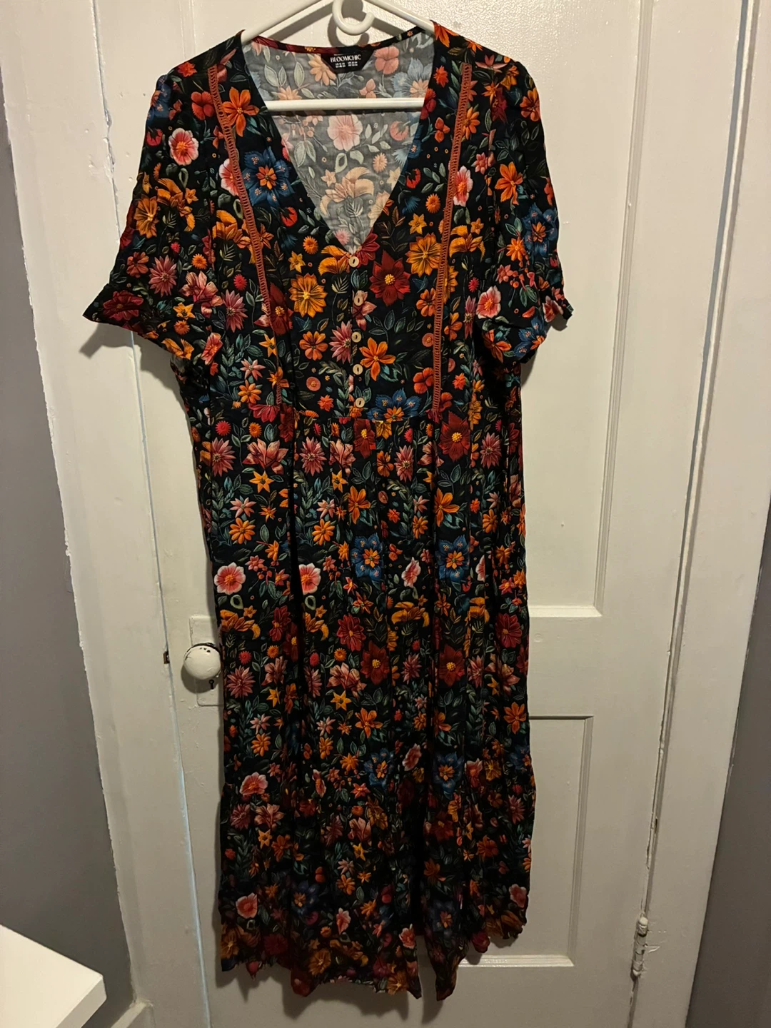 Bloomchic Floral V-Neck Button-Up Maxi Dress