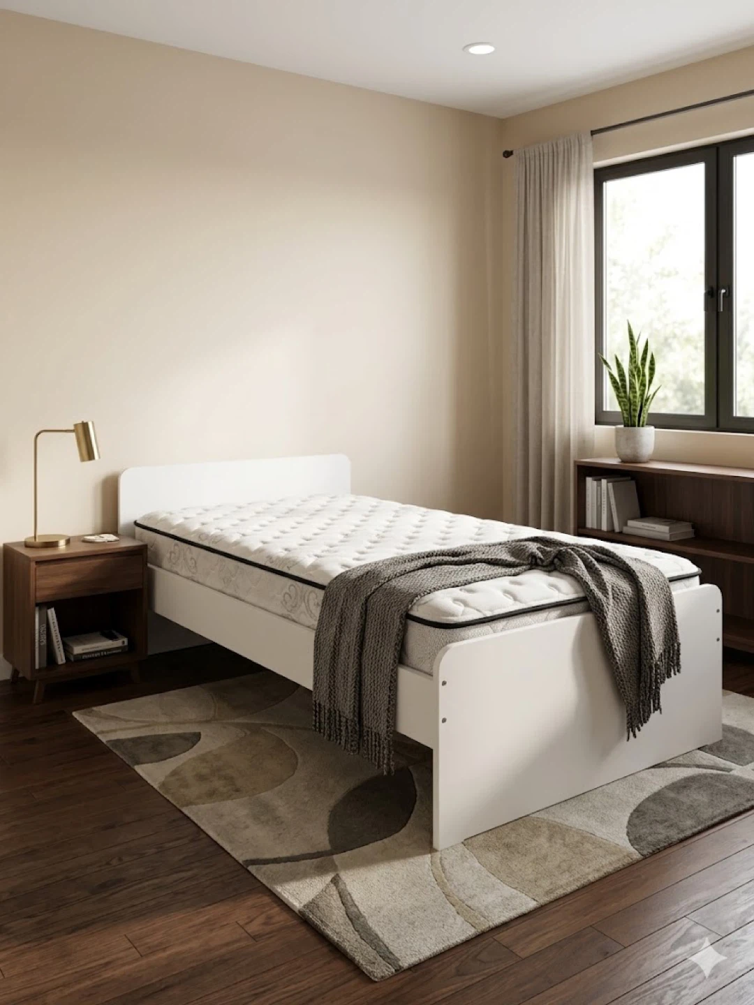 White Twin Bed Frame with Mattress - Great Condition