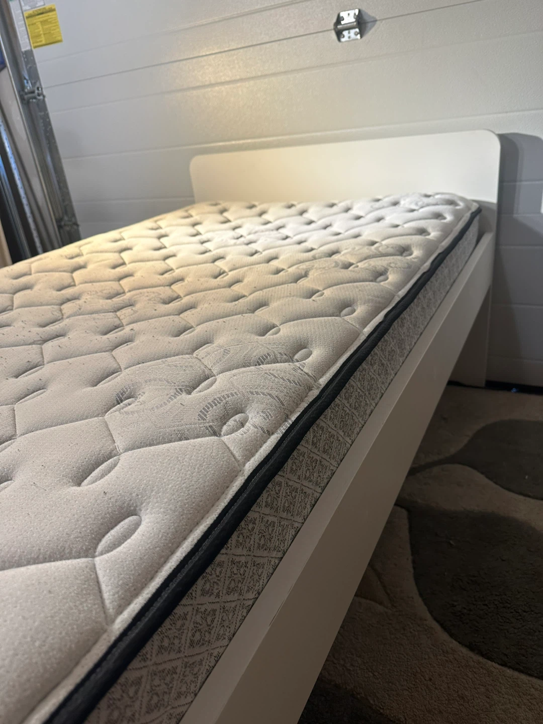 White Twin Bed Frame with Mattress - Great Condition - photo 5