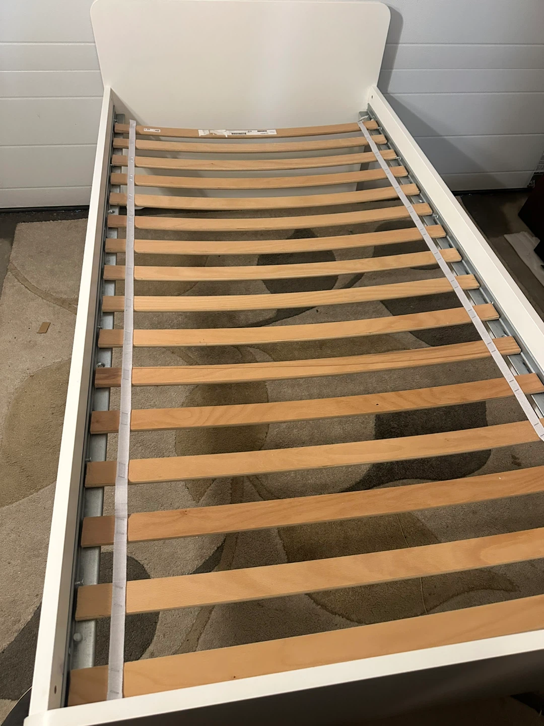 White Twin Bed Frame with Mattress - Great Condition - photo 3