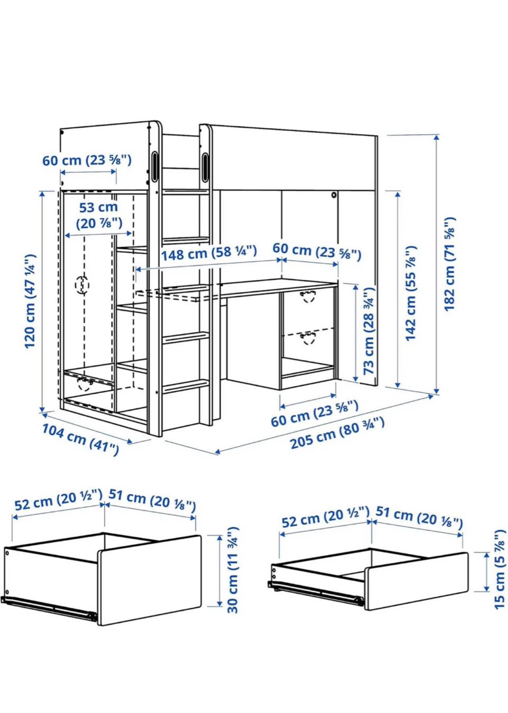 IKEA Loft Bed with Desk and Storage - photo 2