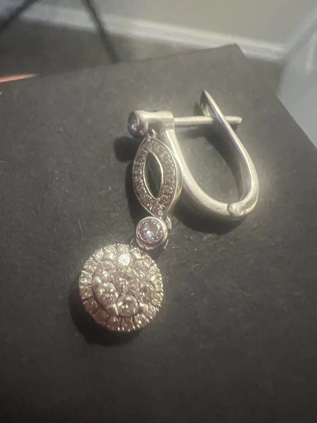 14 k drop earring with diamonds
