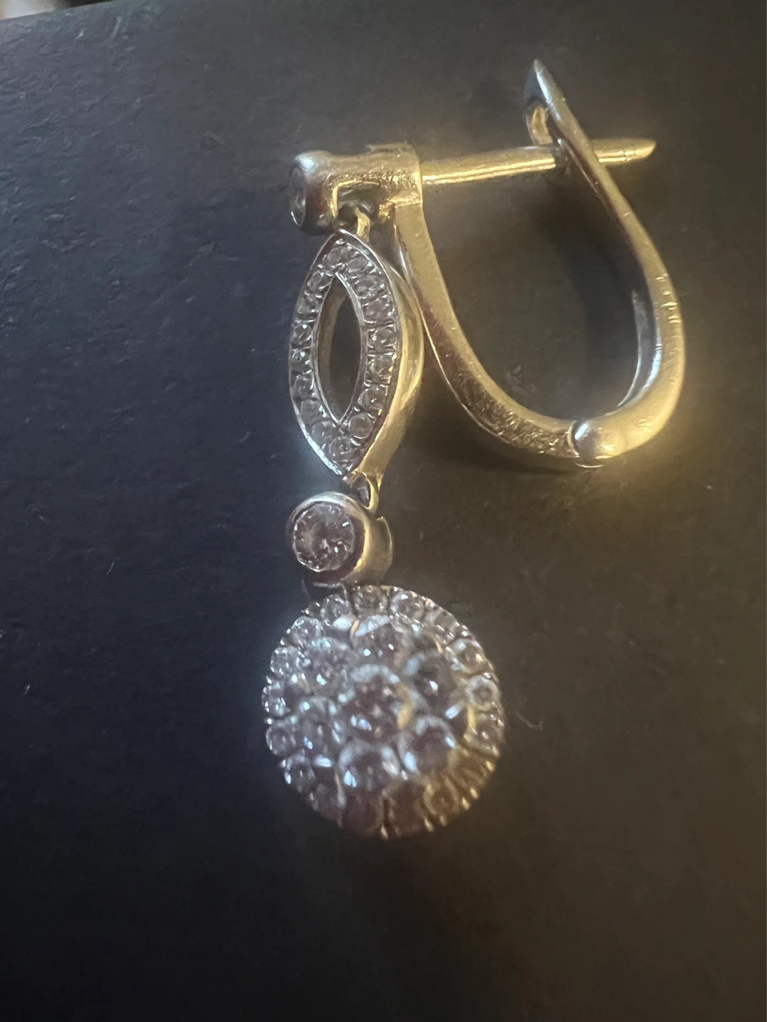 14 k drop earring with diamonds - photo 2