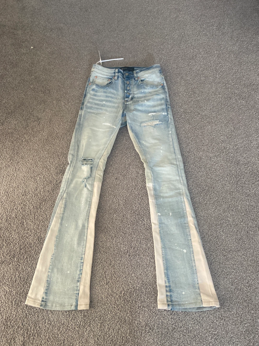 Purple Brand Jeans - Light Wash with Beige Inserts