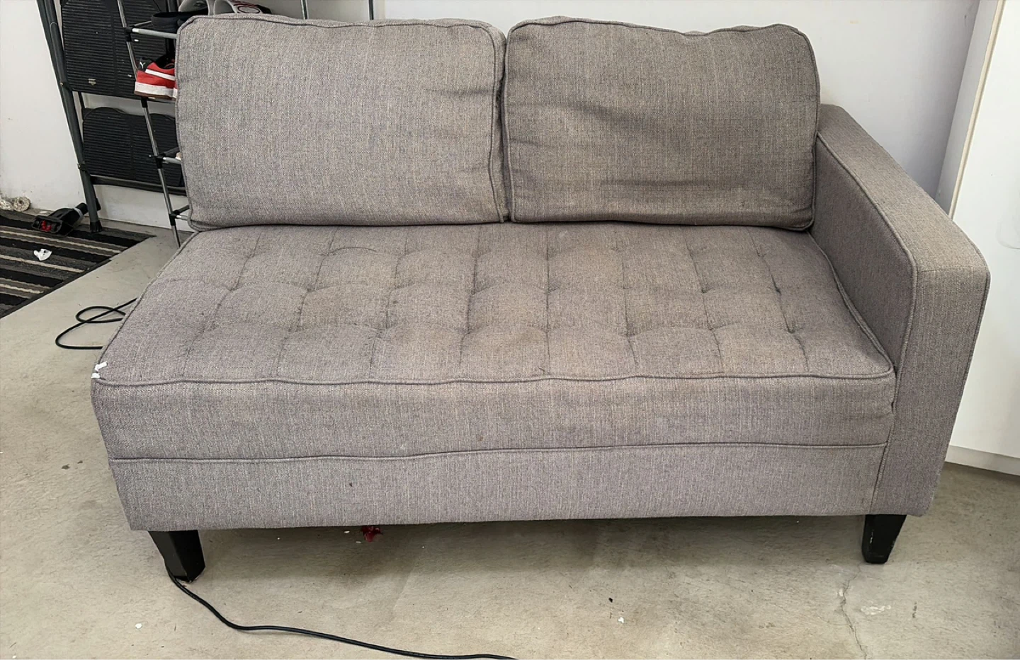Grey Fabric Loveseat