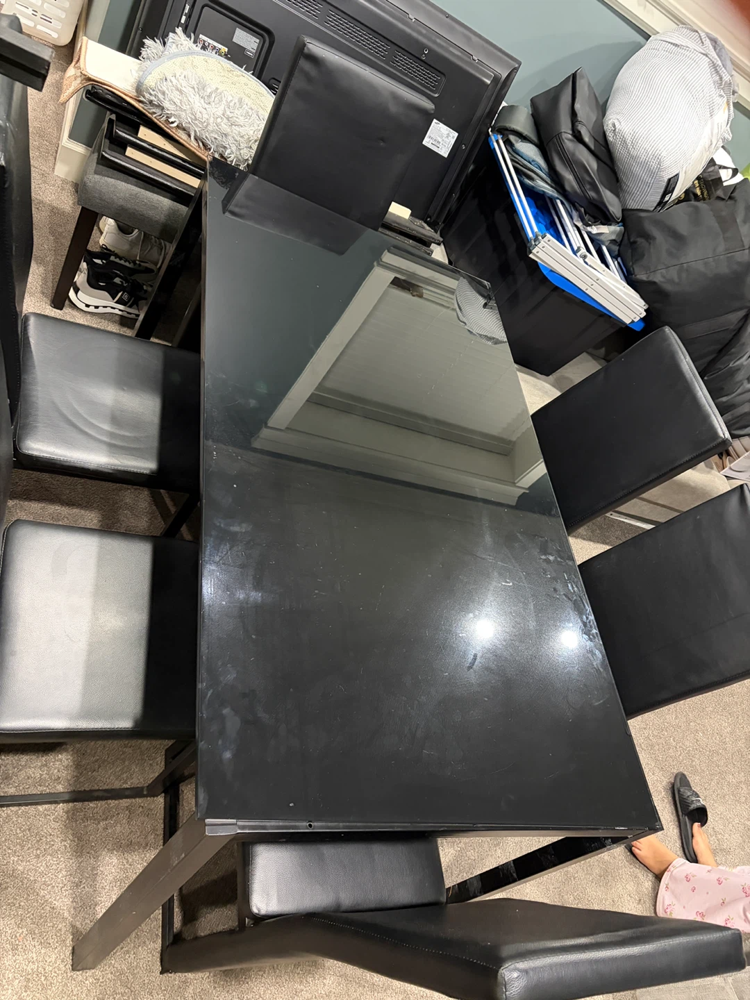 Black Dining Table and 4 Chairs Set