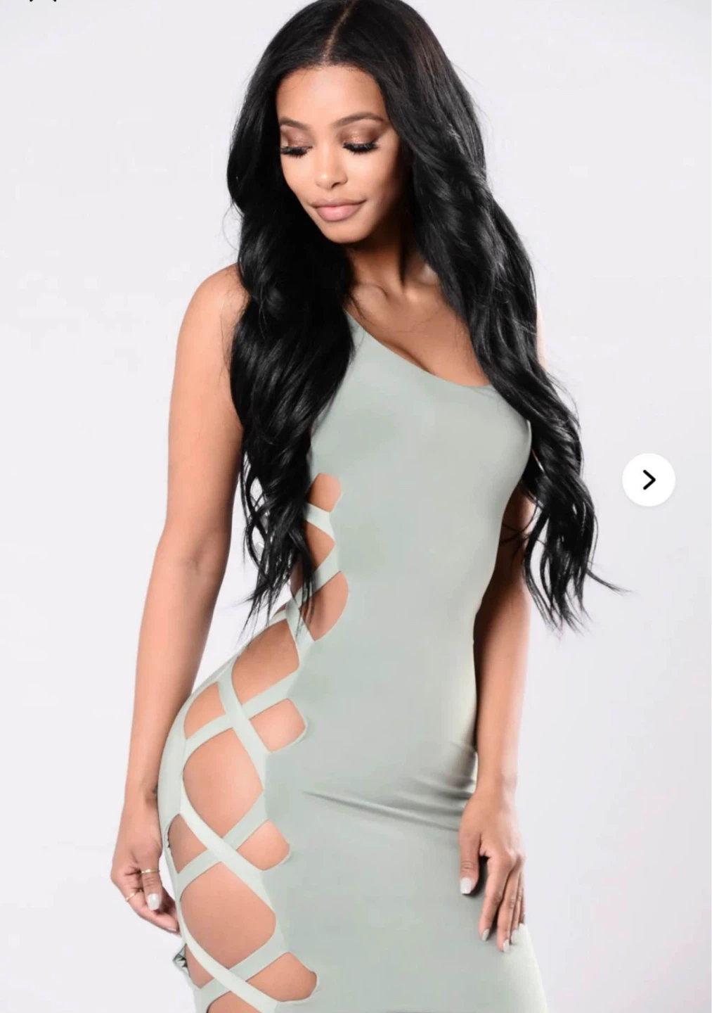 Fashion Nova Cutout Bodycon Dress Sage