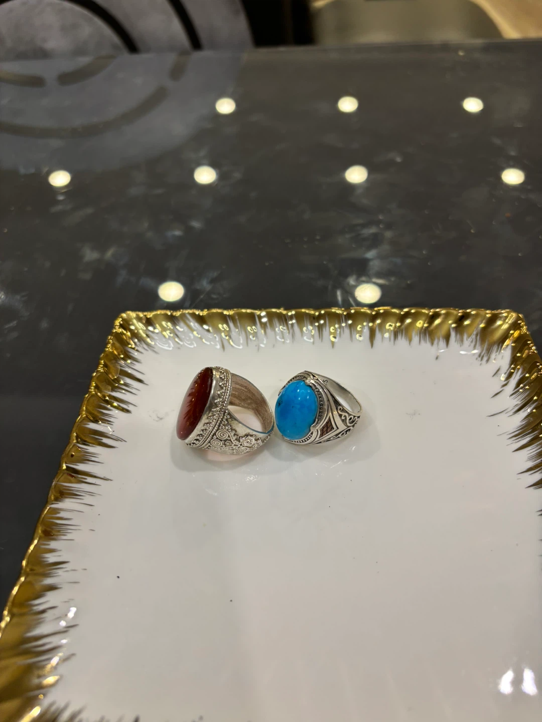 Two Sterling Silver Rings with Gemstones - photo 2