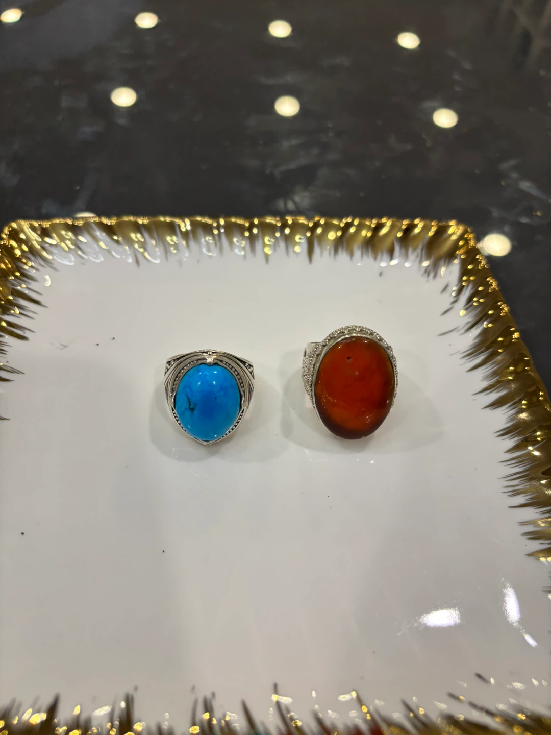 Two Sterling Silver Rings with Gemstones - photo 4