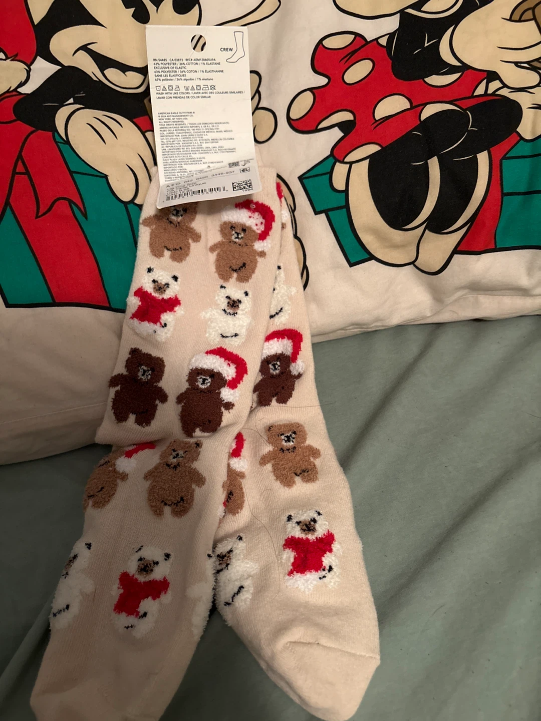 American eagle teddy bear socks tags on