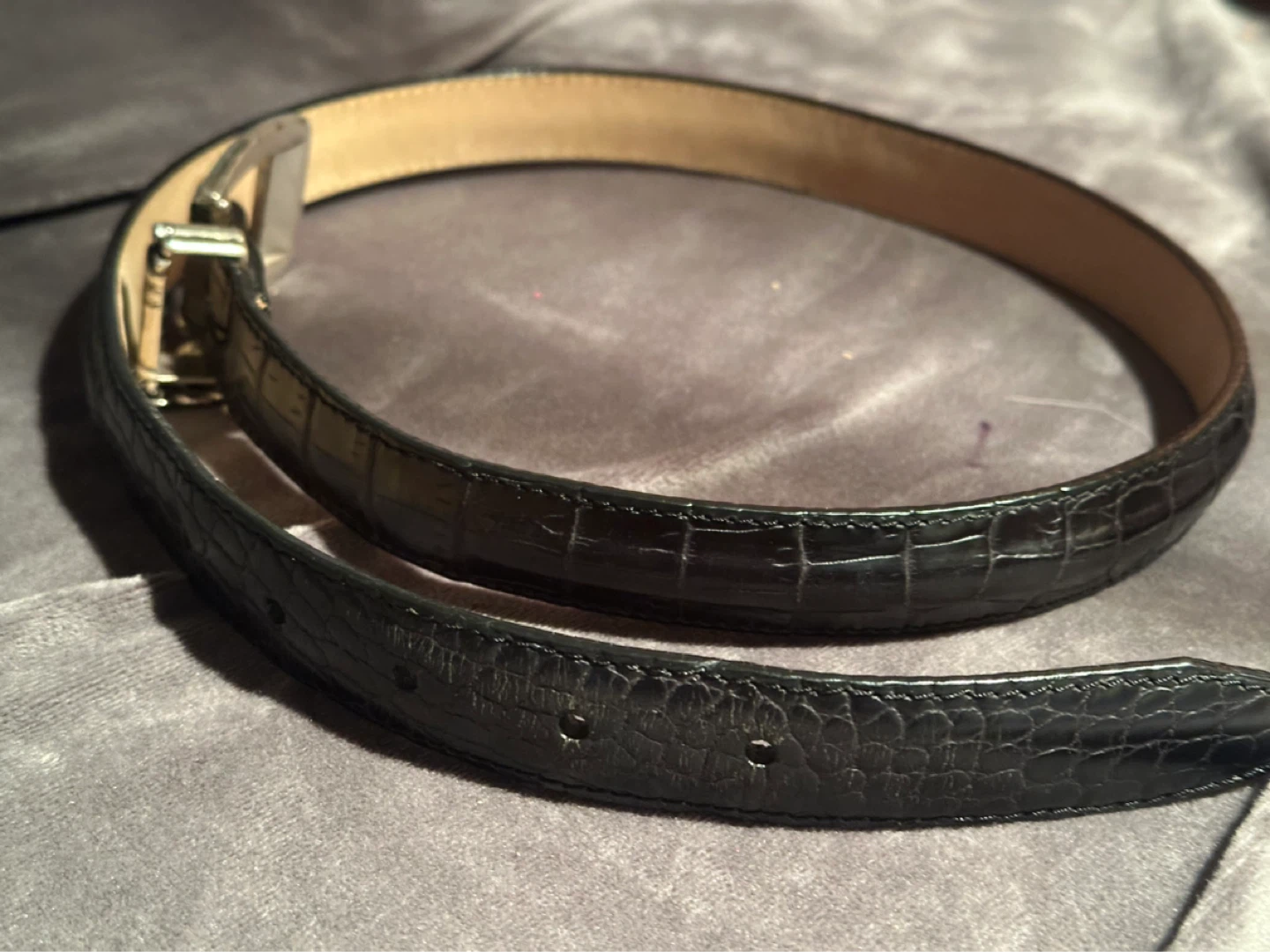 Brighton Golf Charm Belt unisex 32 black Croc Embossed Leather - photo 5