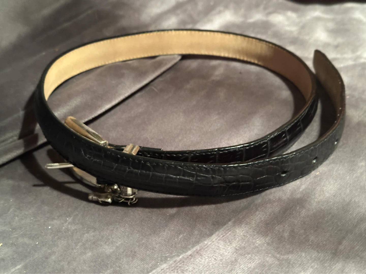 Brighton Golf Charm Belt unisex 32 black Croc Embossed Leather - photo 4