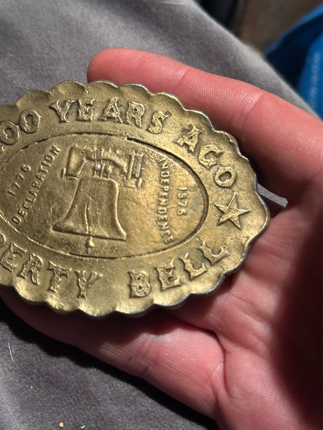 200 years ago liberty bell brass belt buckle - photo 3