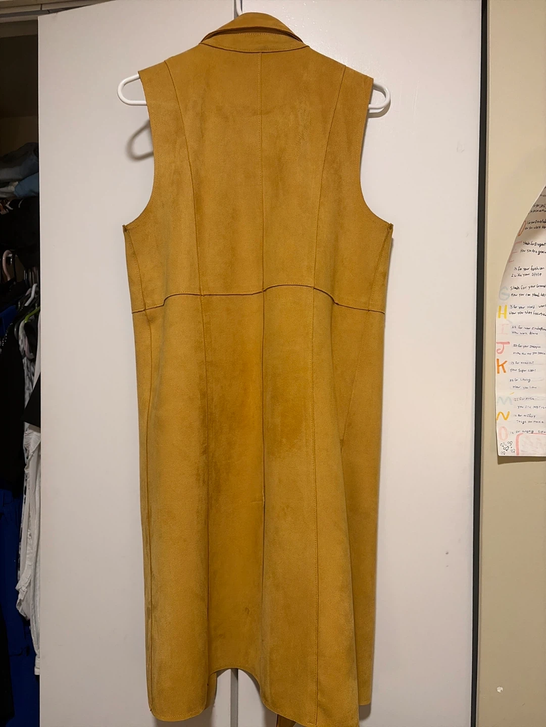 Tan faux suede  Sleeveless Long Vest - photo 2