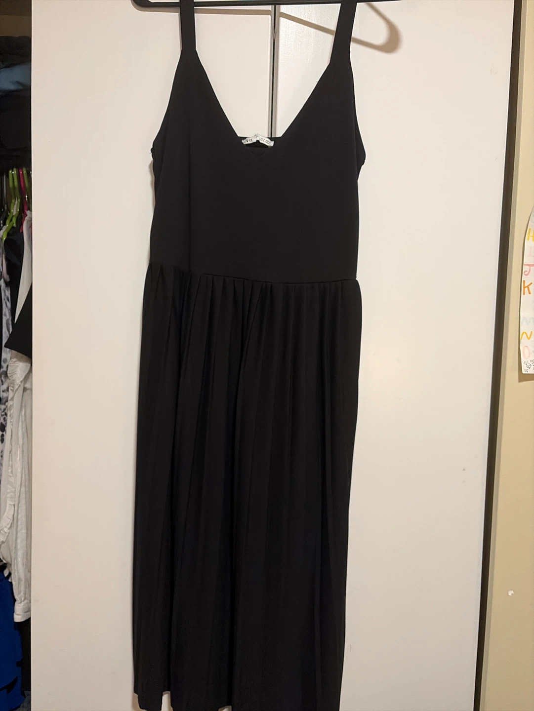 Black Spaghetti Strap Midi Dress