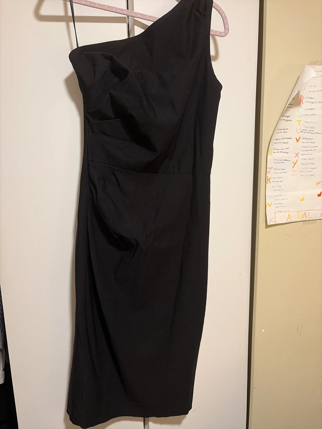 Black One-Shoulder Midi Dress