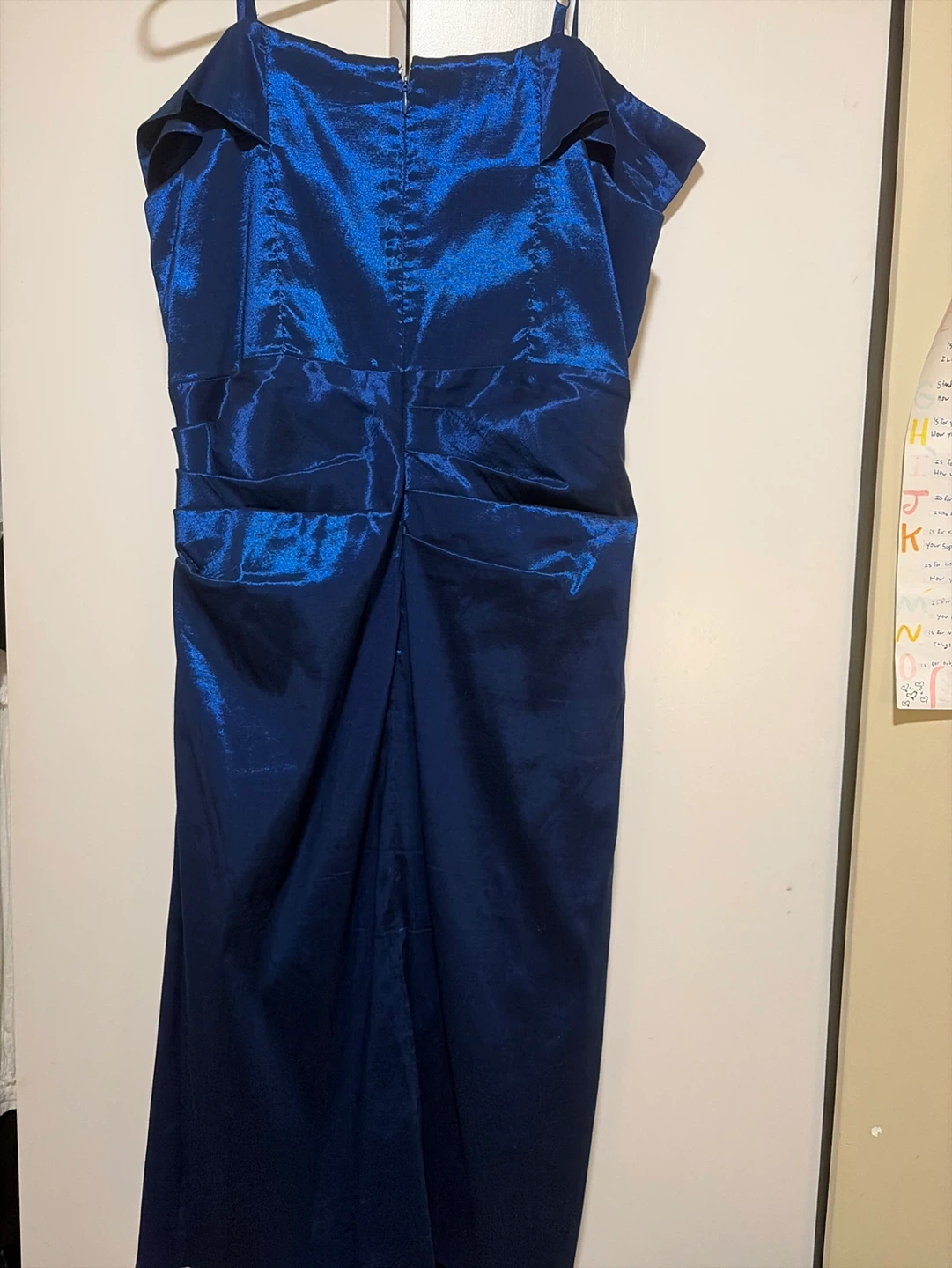 Royal Blue Satin Off-the-Shoulder Dress - photo 2
