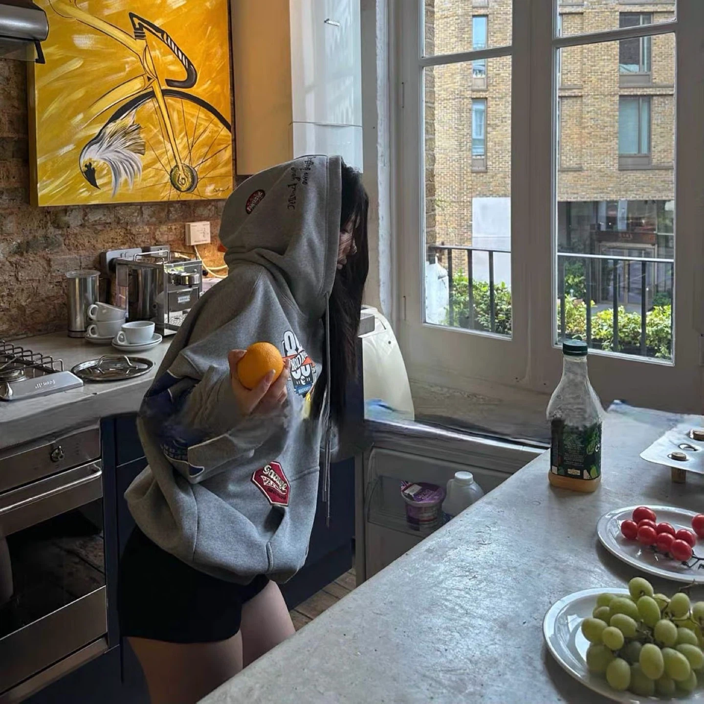embroidered grey hoodie - photo 2
