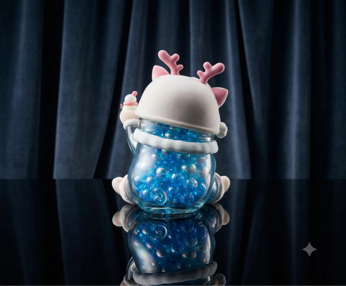 Cute Reindeer Figurine with Blue Beads - photo 2
