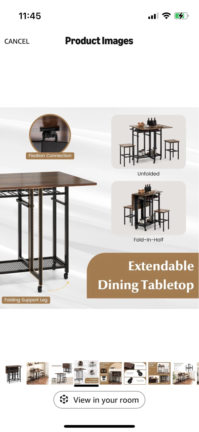 3-Piece Foldable Dining Table Set - photo 2