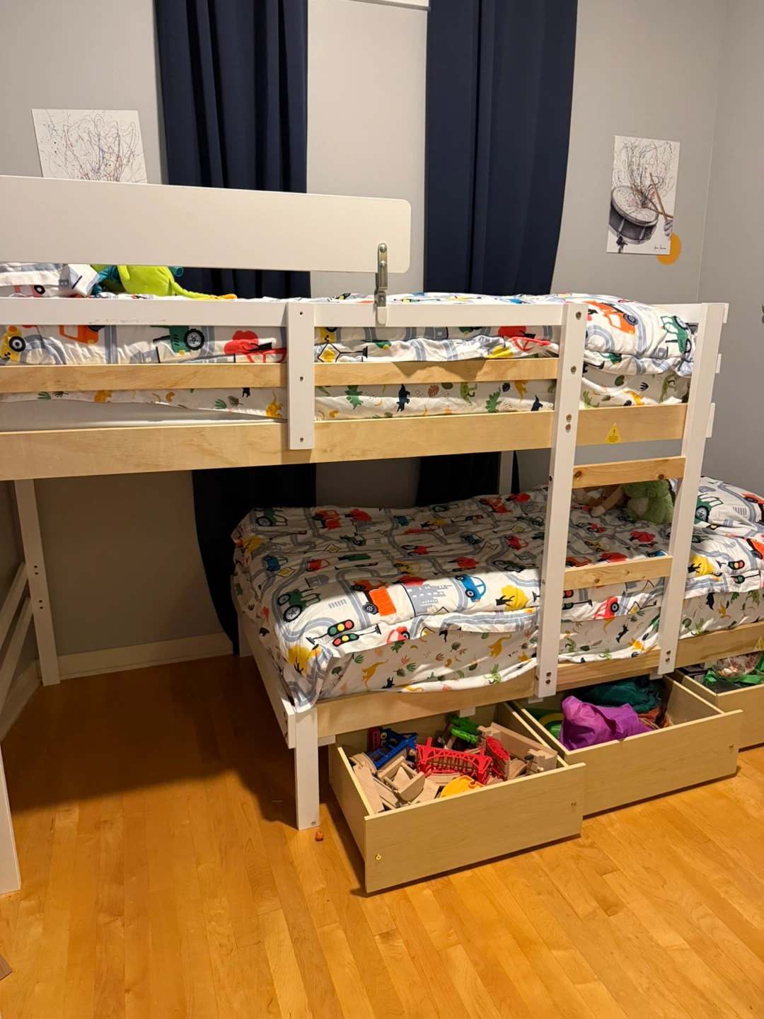 White and Wood Bunk Bed with Storage Drawers - photo 4