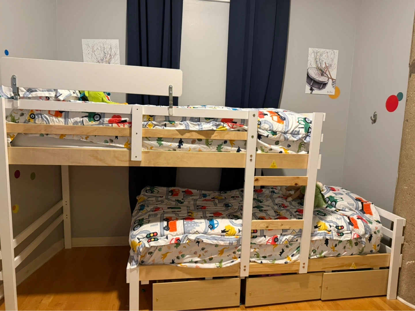 White and Wood Bunk Bed with Storage Drawers - photo 2