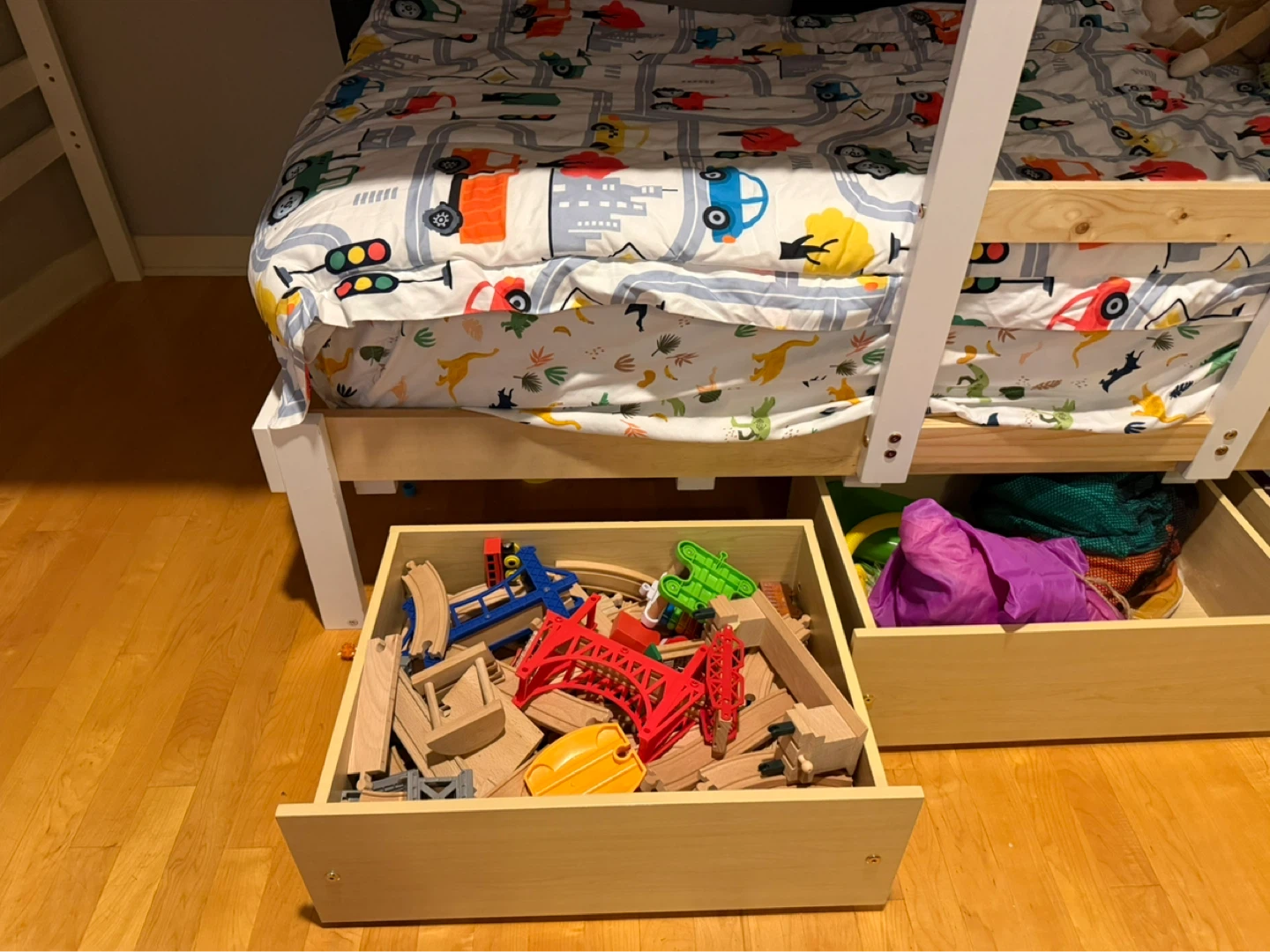 White and Wood Bunk Bed with Storage Drawers - photo 3