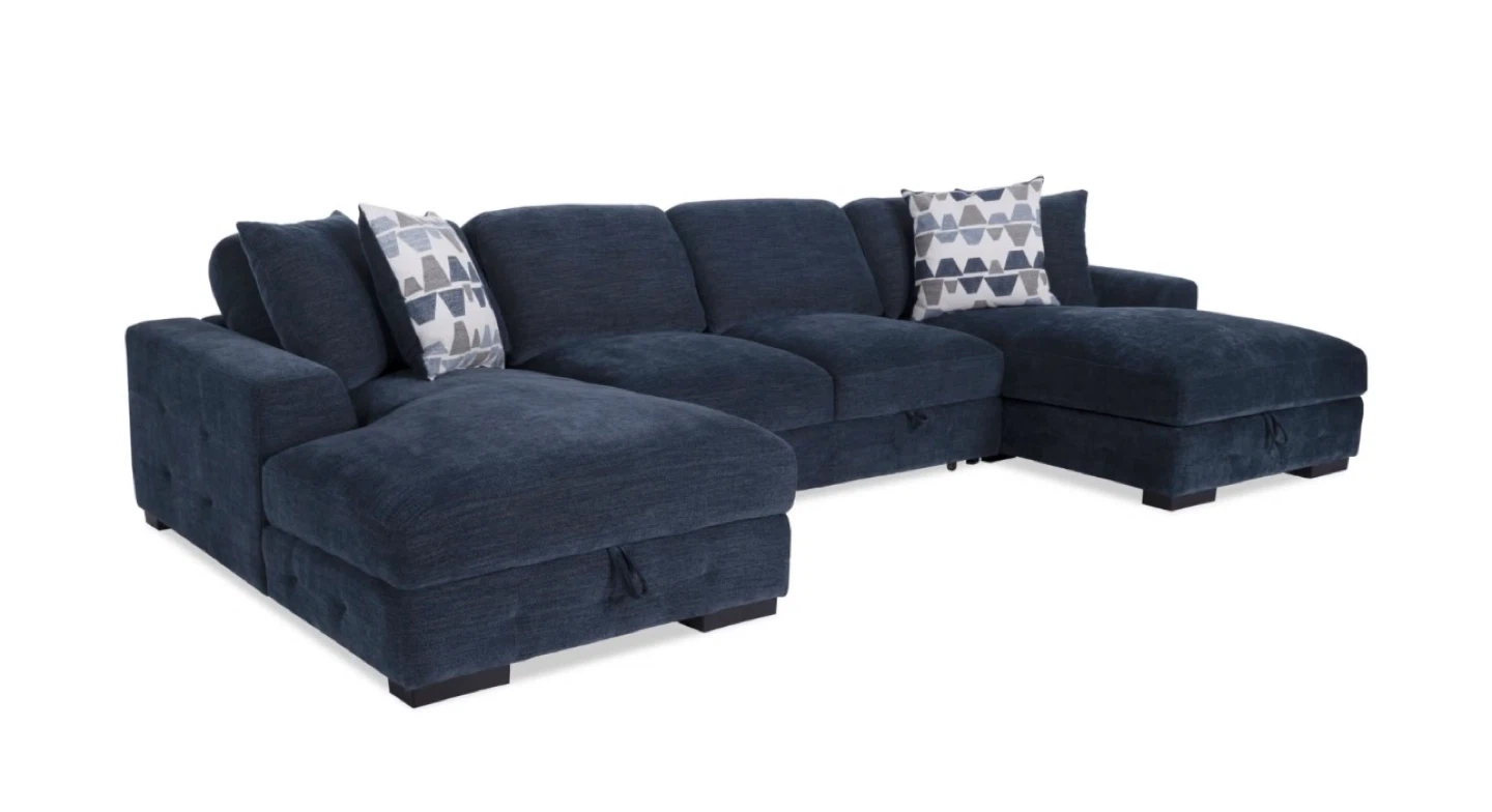 Sofa playground Navy 148'' 3 Piece Dual Chaise Sectional