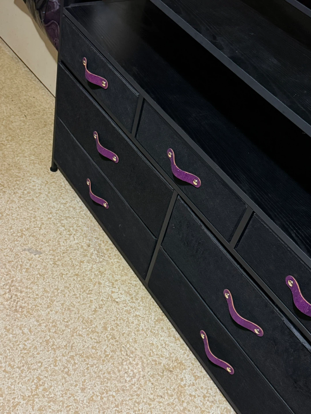 Black Dresser with Purple Handles and Built-in Power Outlet - photo 4