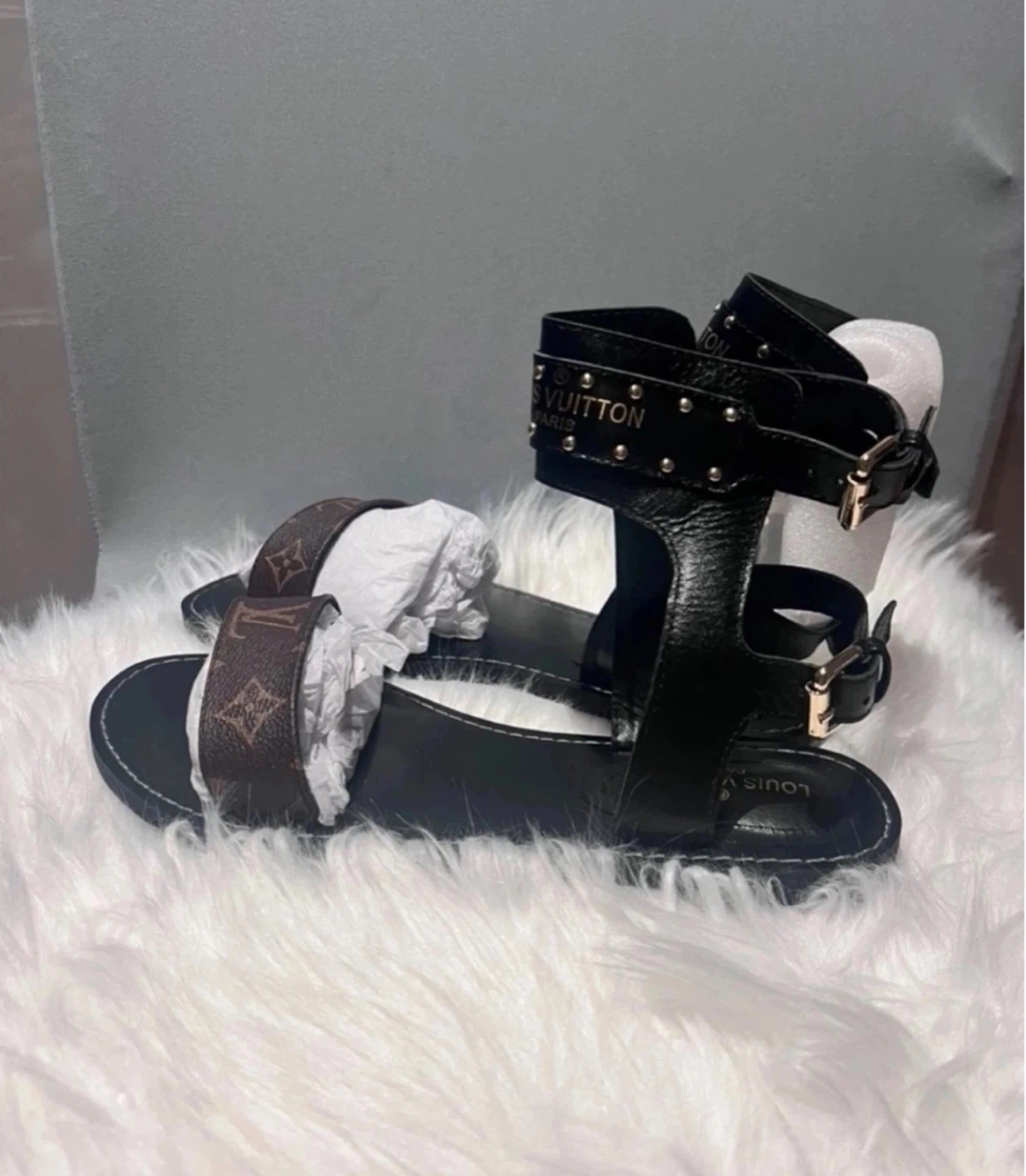 Louis Vuitton inspired Studded Flat Sandals - photo 3