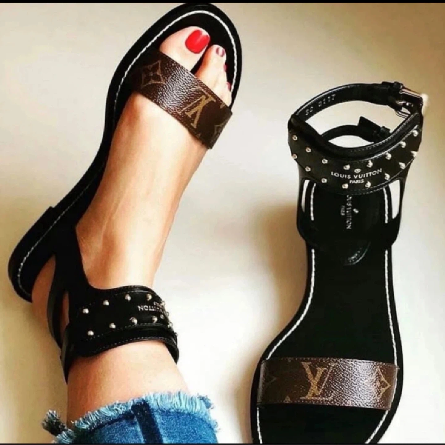 Louis Vuitton inspired Studded Flat Sandals