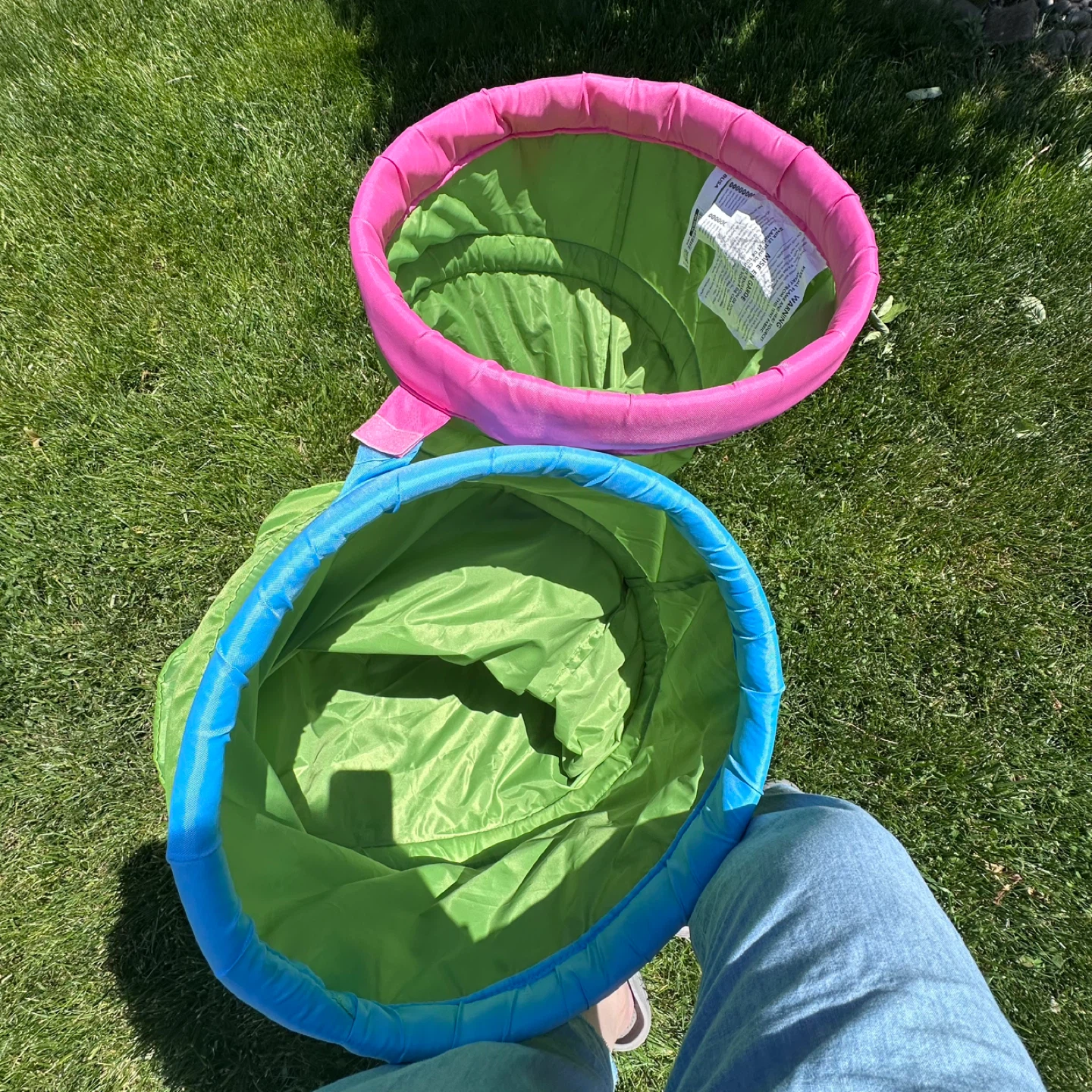 IKEA Green Play Tunnel with Pink and Blue Trim - photo 3