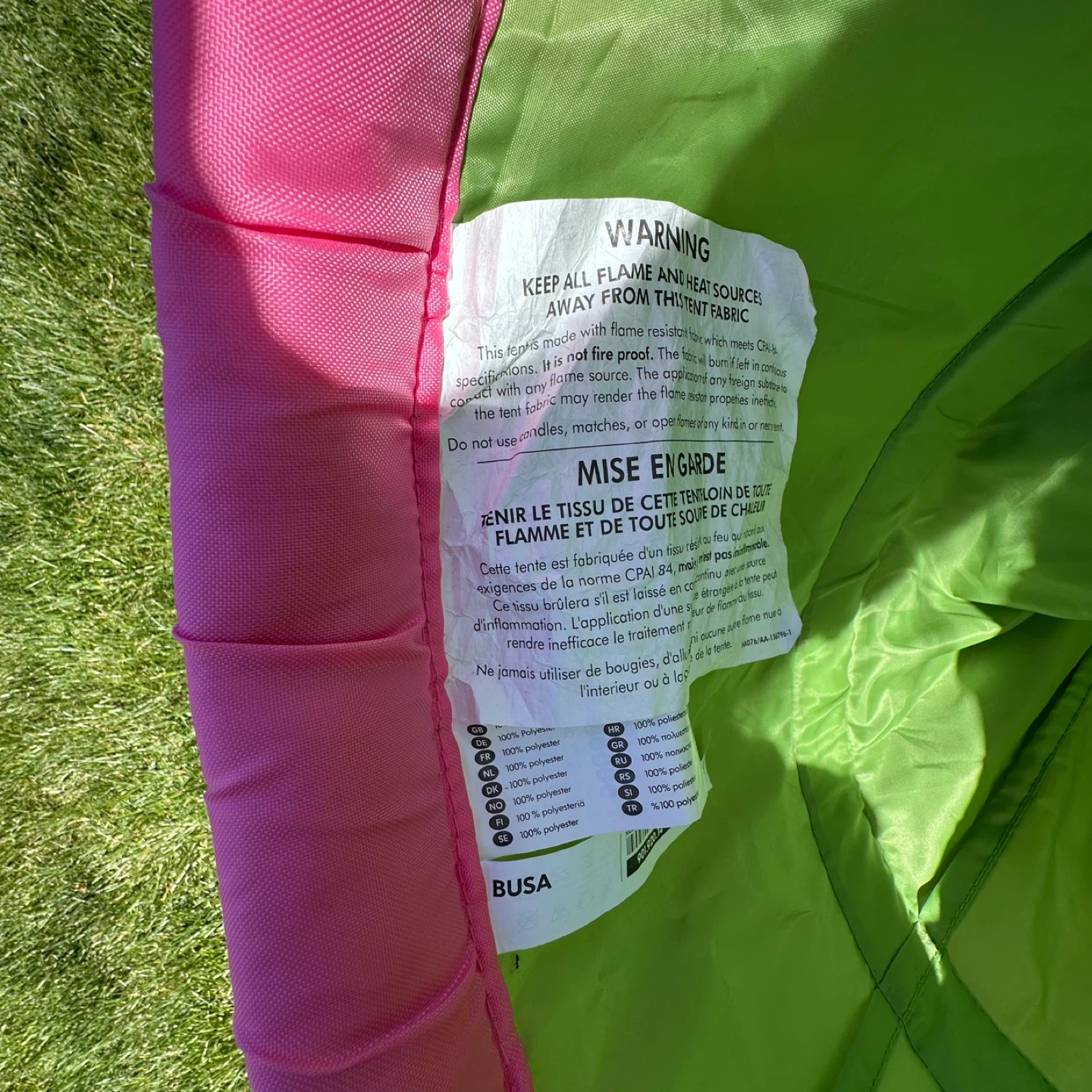 IKEA Green Play Tunnel with Pink and Blue Trim - photo 4