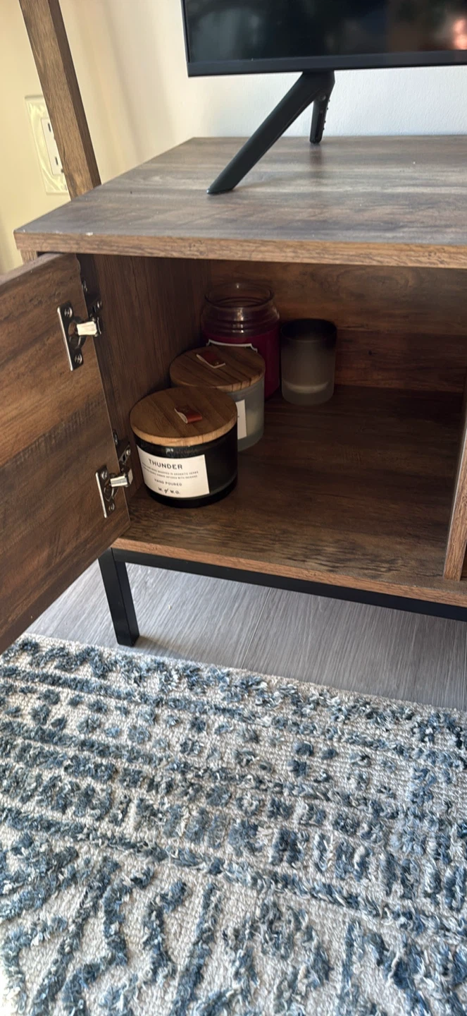 Rustic Wood TV Stand with Storage - photo 5