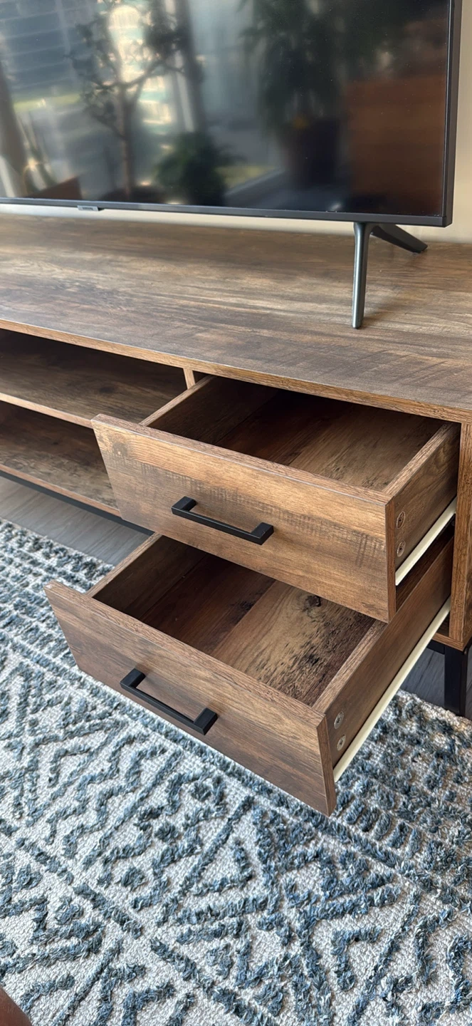Rustic Wood TV Stand with Storage - photo 2