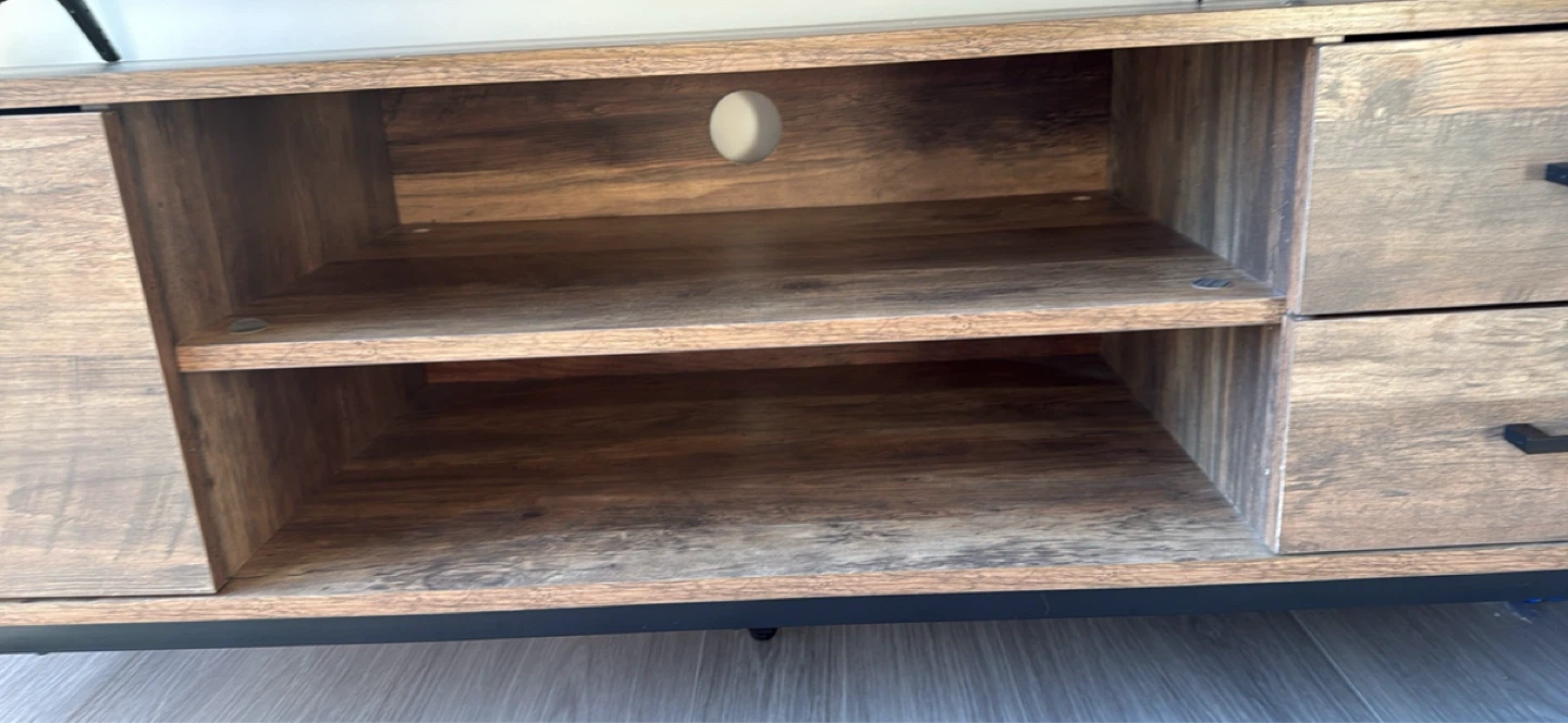 Rustic Wood TV Stand with Storage - photo 3