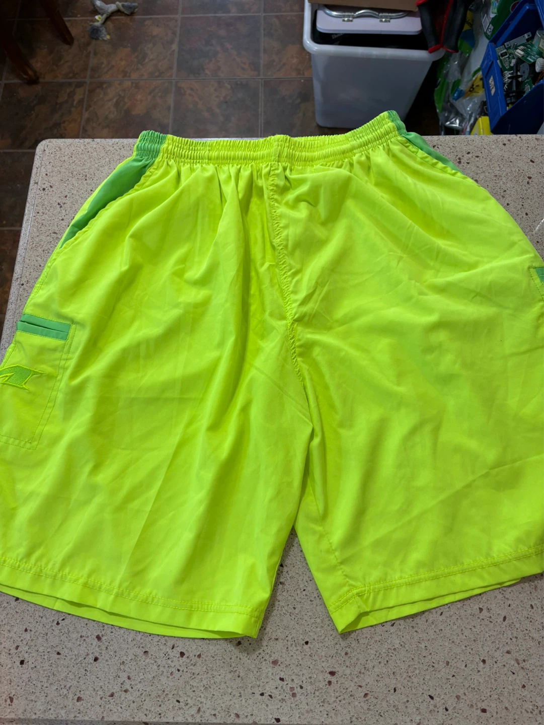 SMASHIT SPORTS Men's Neon Green Athletic Shorts