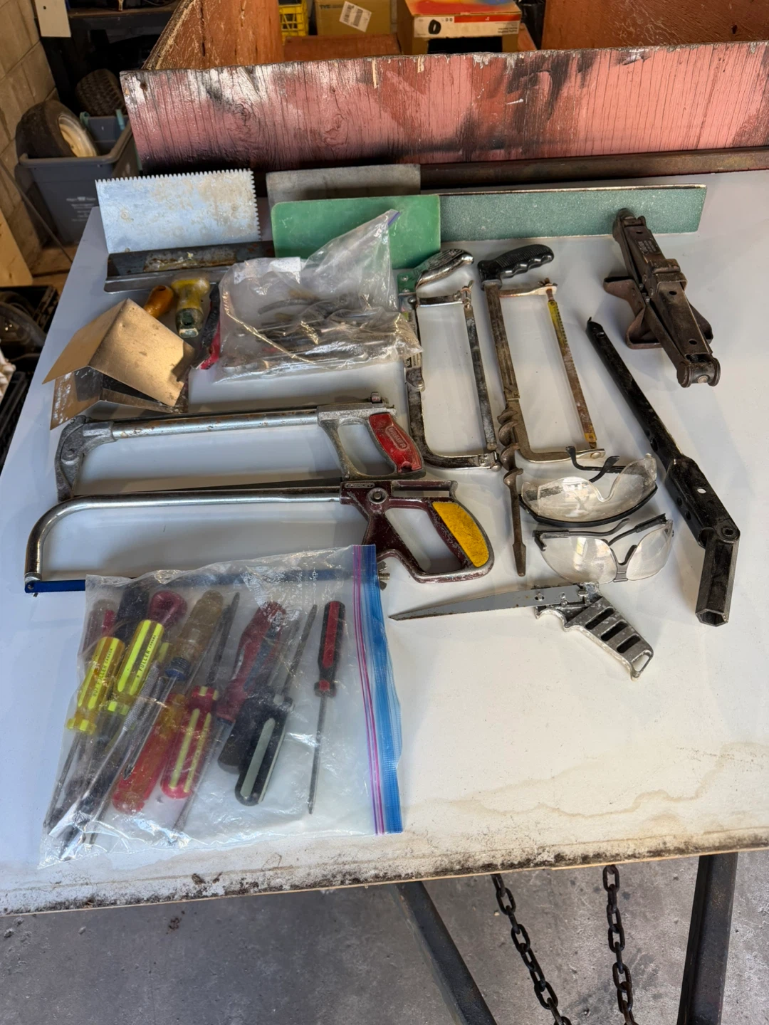 Assorted Hand Tools and Safety Glasses