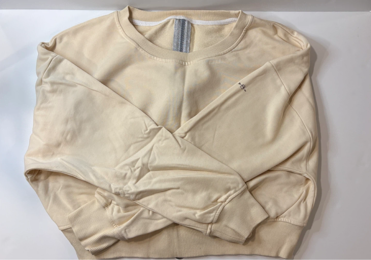 Bare Activewear Cream Crewneck Sweatshirt with Back Zipper