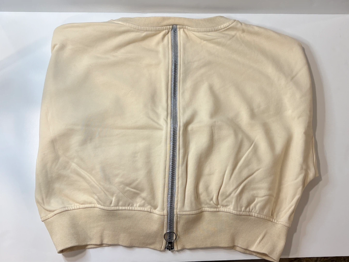 Bare Activewear Cream Crewneck Sweatshirt with Back Zipper - photo 3
