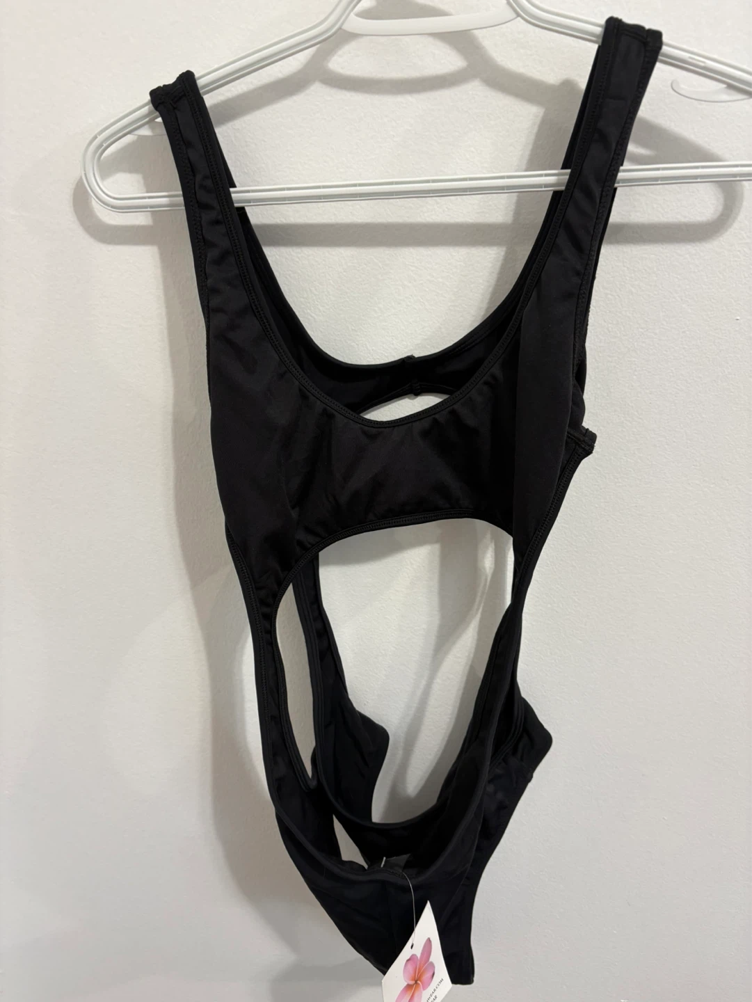 Plumeria Swimwear Black One-Piece Swimsuit Size L - NEW